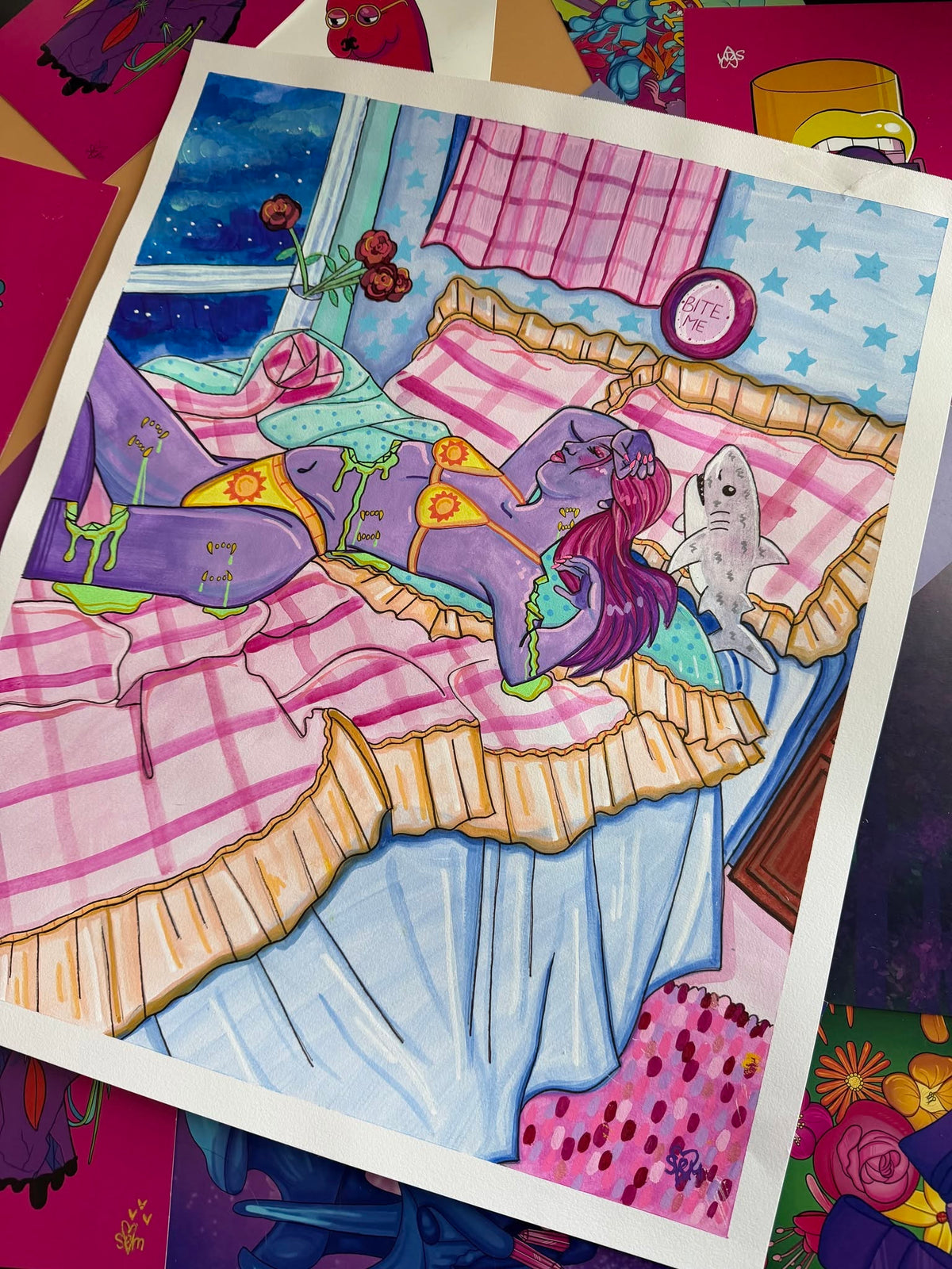 ORIGINAL Framed 14x17 watercolor- "she calls me back"