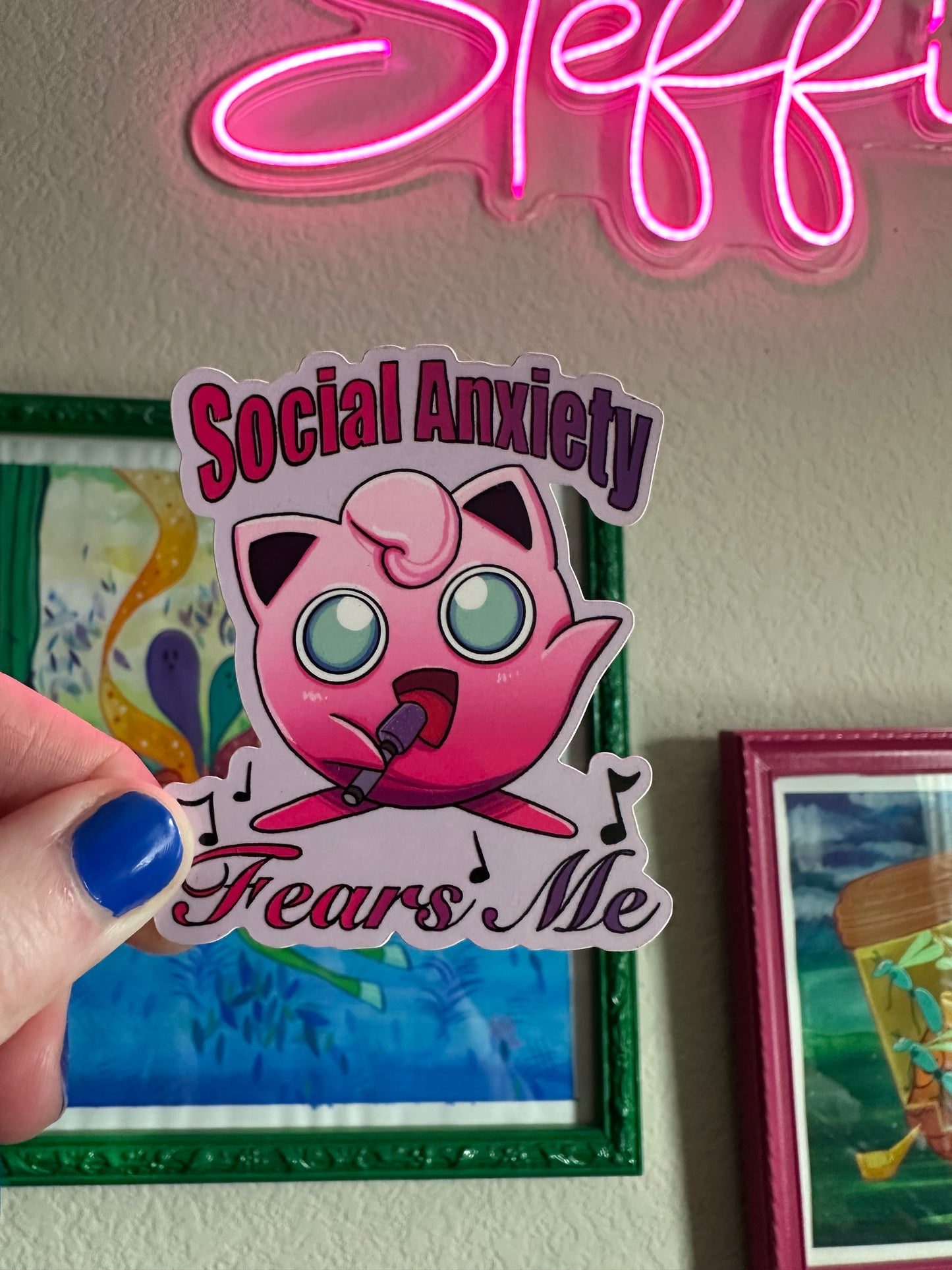 Jigglypuff "Social anxiety fears me" Pokemon vinyl sticker