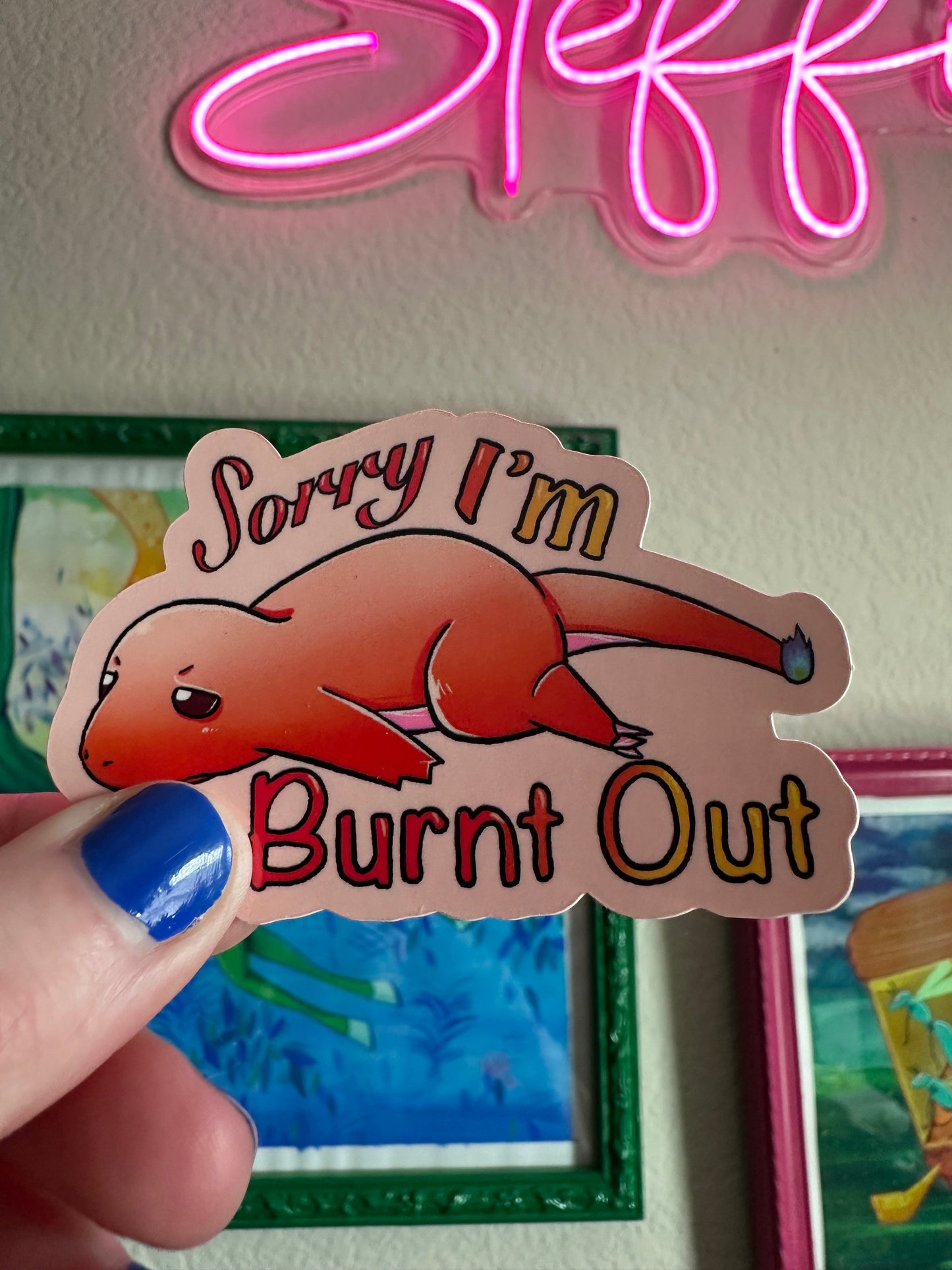 Charmander "Sorry, I'm burnt out" Pokemon Vinyl Sticker
