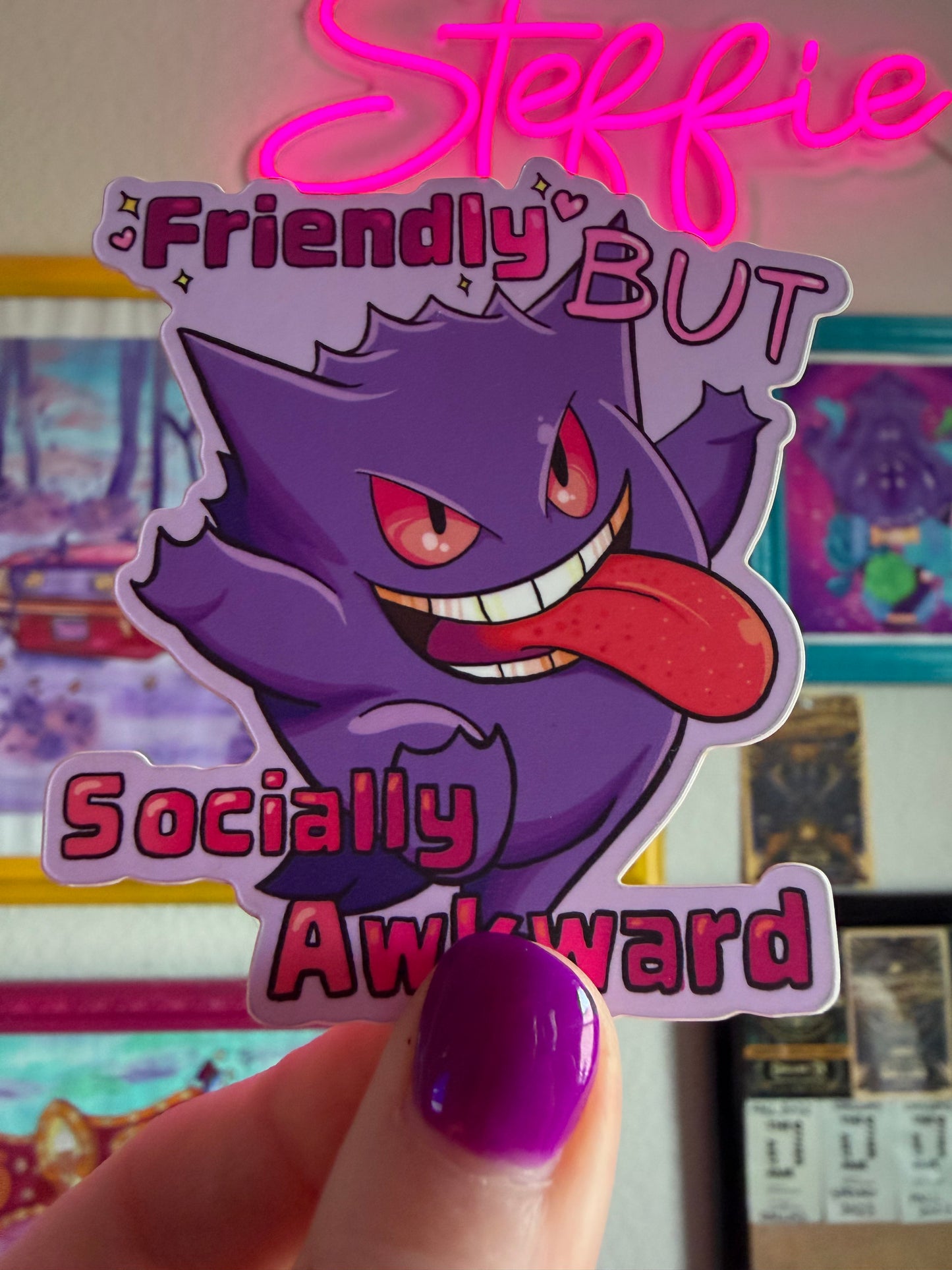 Gengar "Friendly but Socially Awkward" Pokemon vinyl sticker