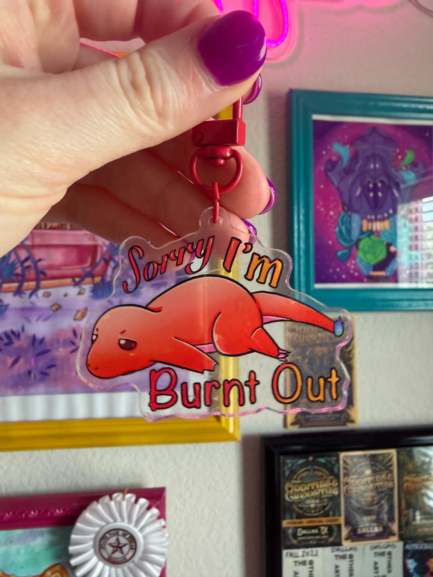 charmander "sorry i'm burnt out" acrylic keychain