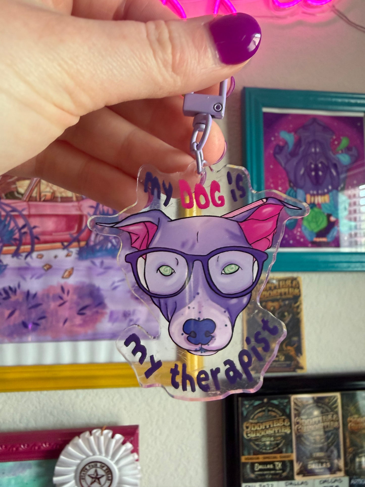 Therapy dog "my dog is my therapist" acrylic keychain