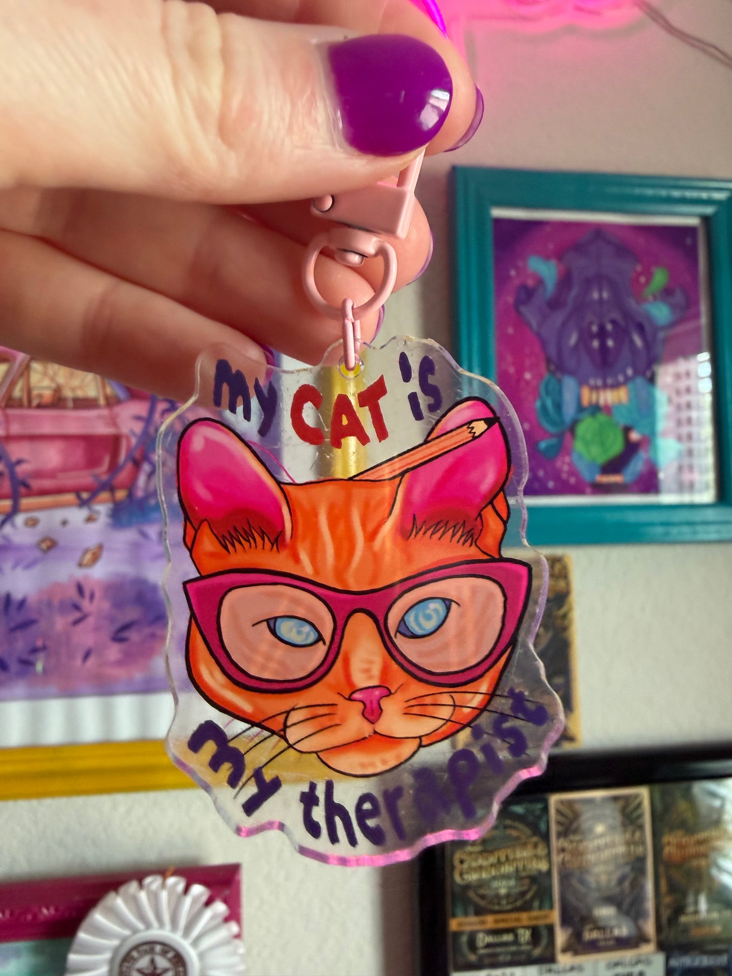 Therapy cat "my cat is my therapist" acrylic keychain