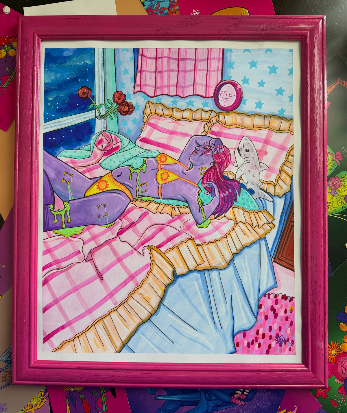 ORIGINAL Framed 14x17 watercolor- "she calls me back"