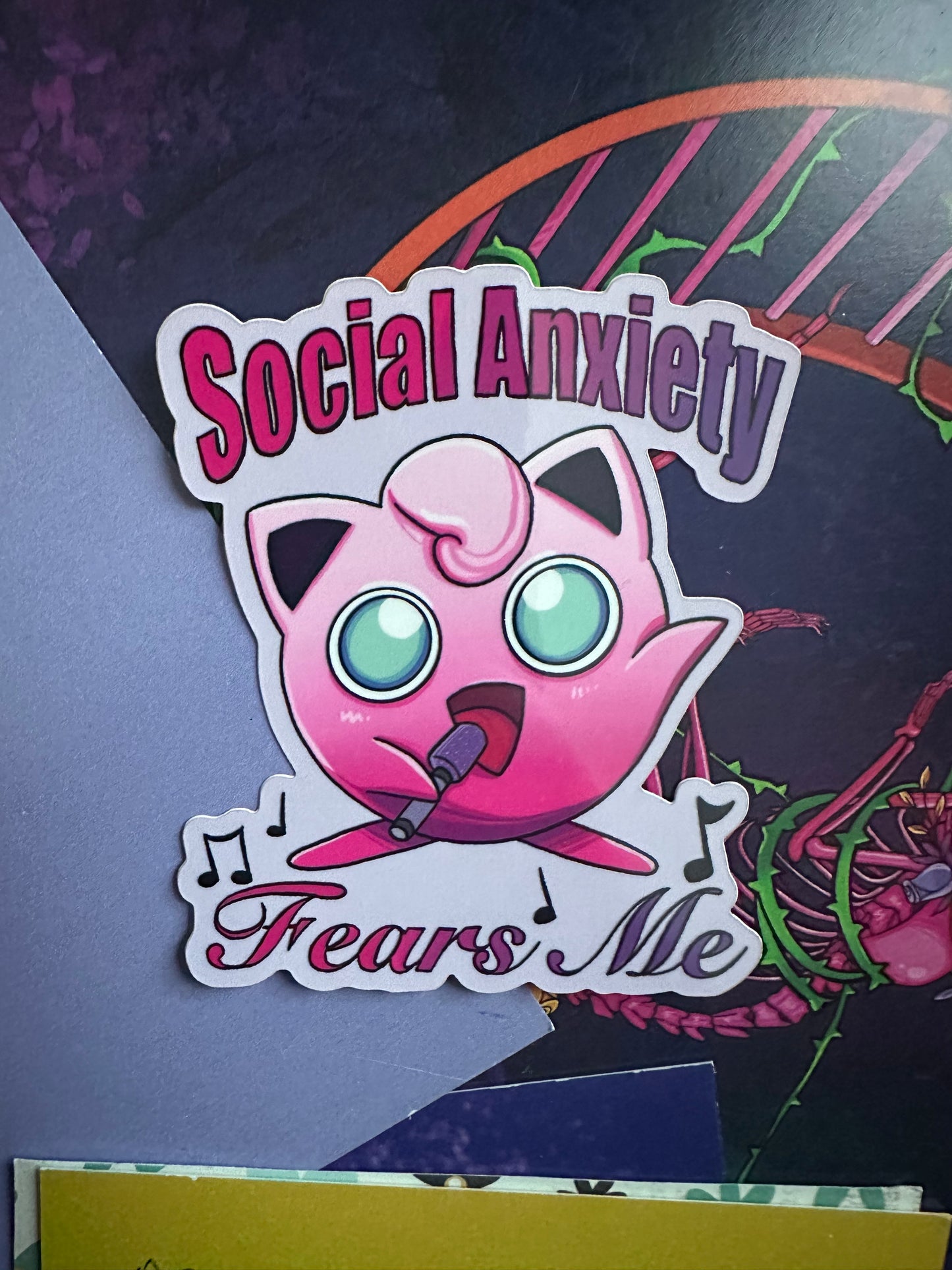 Jigglypuff "Social anxiety fears me" Pokemon vinyl sticker