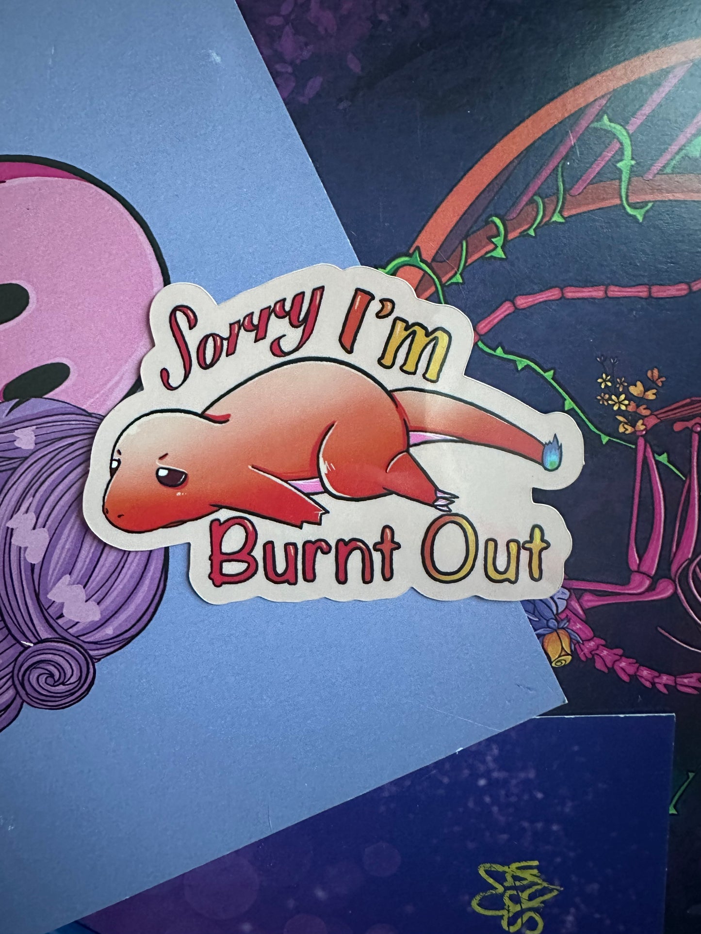 Charmander "Sorry, I'm burnt out" Pokemon Vinyl Sticker