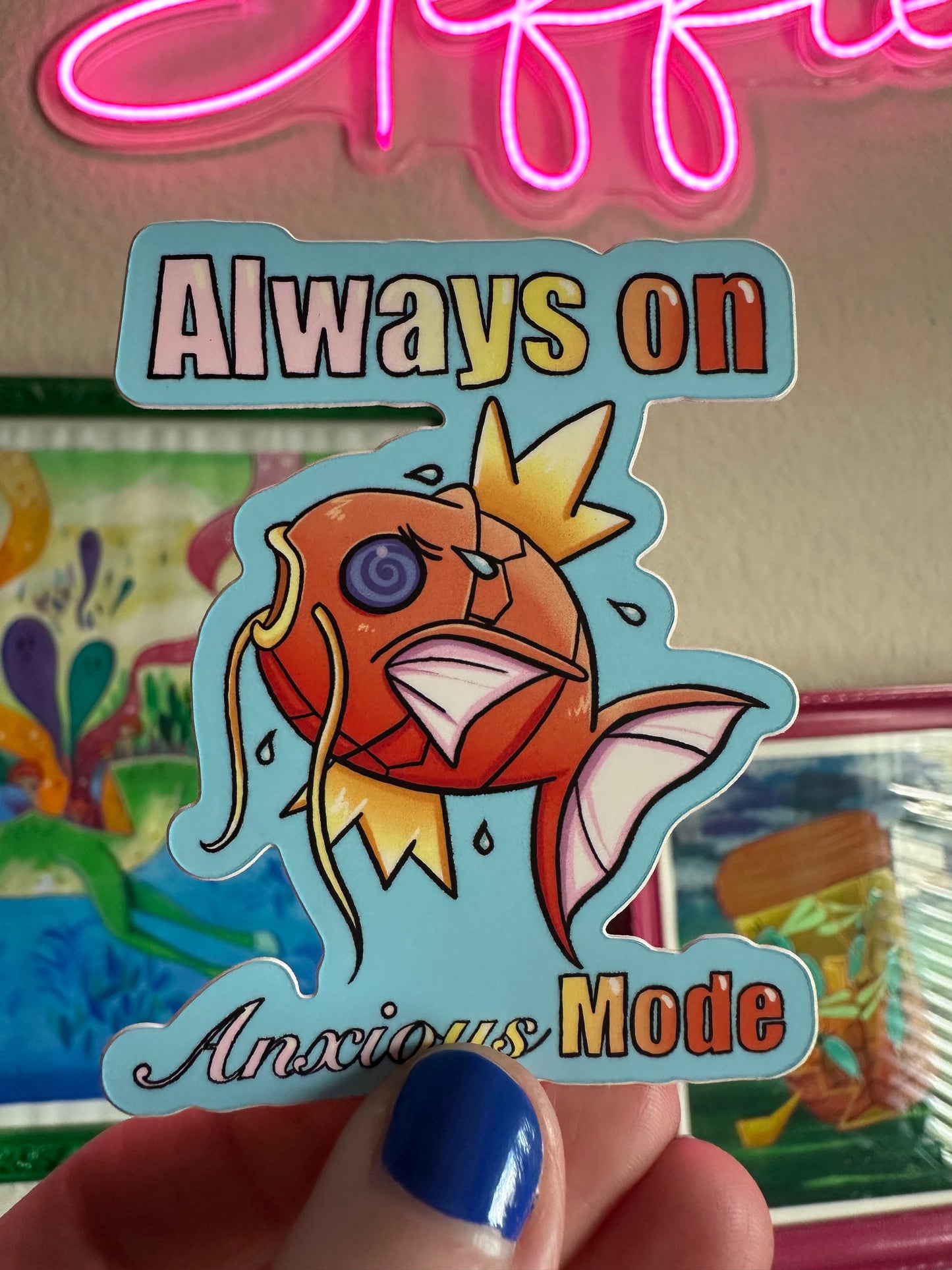 Magickarp "Always on Anxious Mode" Pokemon Vinyl Sticker