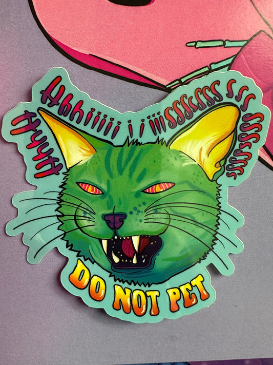 Therapy Cat "DO NOT PET!!!" Vinyl Sticker