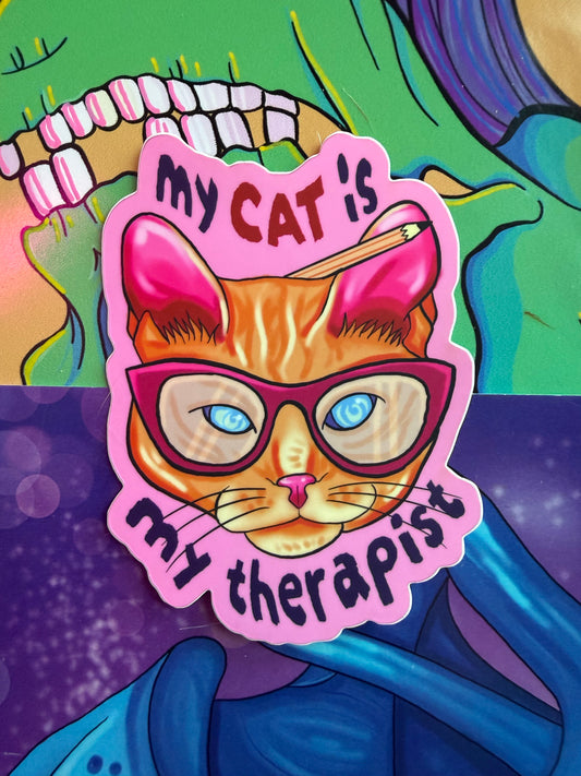 Therapy Cat "My cat is my therapist" Vinyl Stickers (individual)