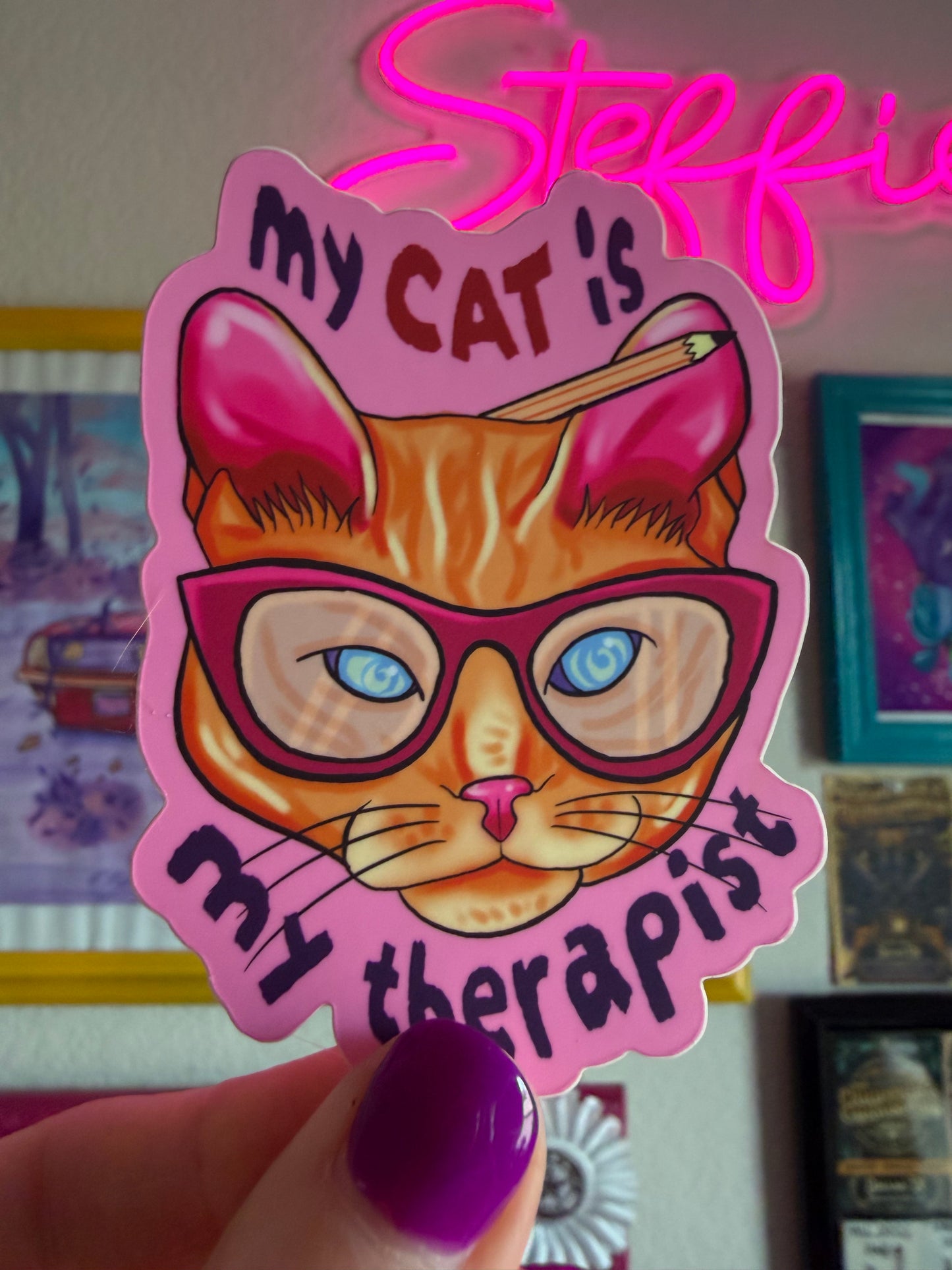 Therapy Cat "My cat is my therapist" Vinyl Stickers (individual)