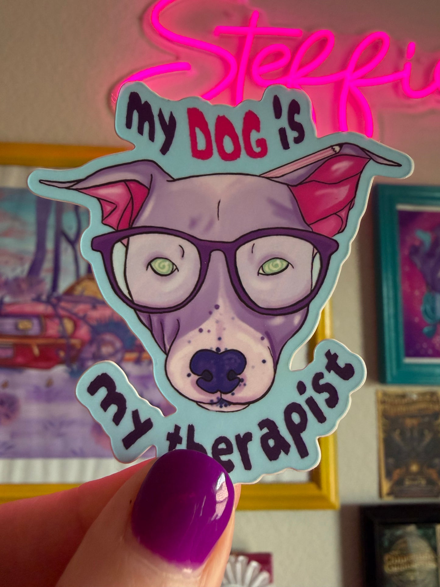 Therapy Dog "My dog is my therapist" Vinyl Stickers (individual)