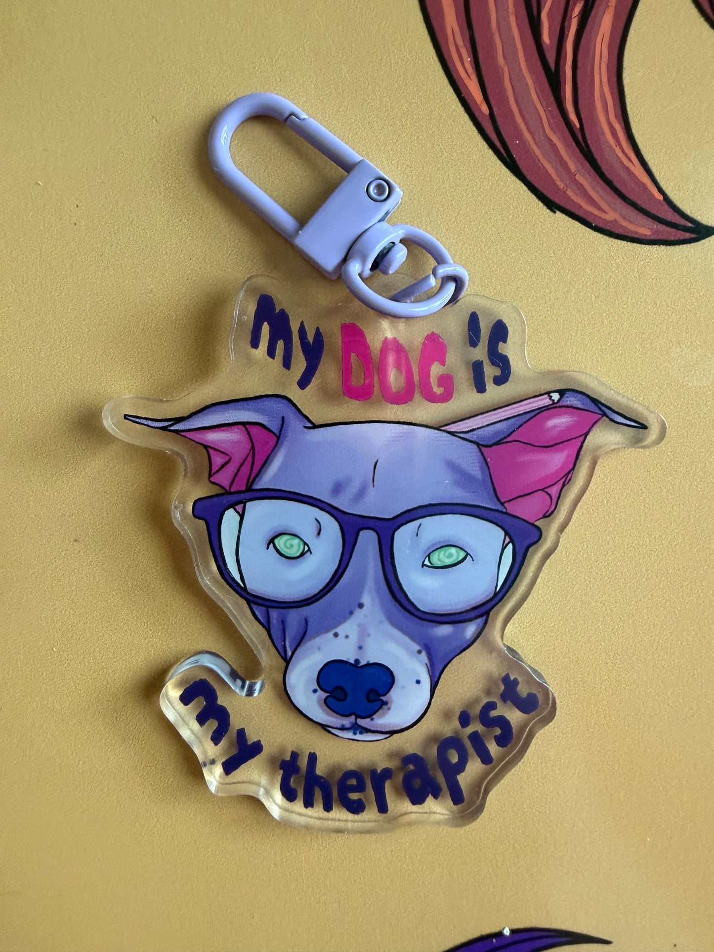 Therapy dog "my dog is my therapist" acrylic keychain