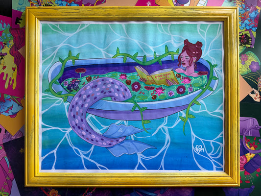 ORIGINAL Framed 14x17 watercolor- "Self-Care"
